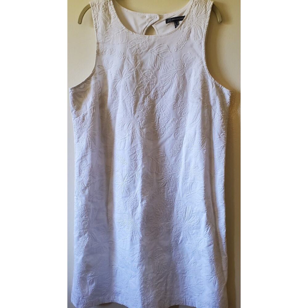 Adrianna Papell Womens 12 Embroidered White Cotton Sleeveless Sheath Dress Slip